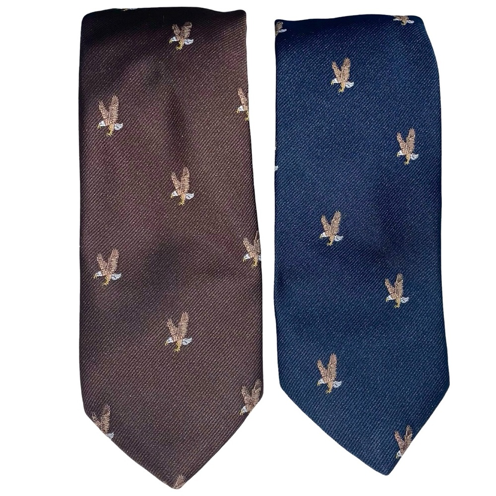 2 Pintail National Wildlife Federation Bald Eagle Print Tie Business Casual Silk